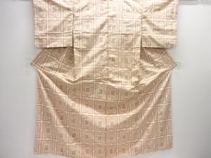 アンティーク　抽象花模様織り出し手織り紬着物